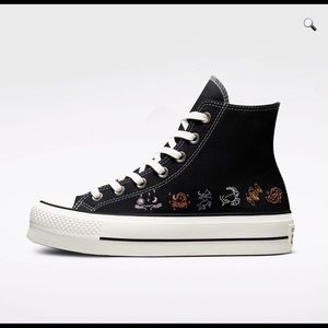 Black Platform Converse Zodiac Sings Embroidery